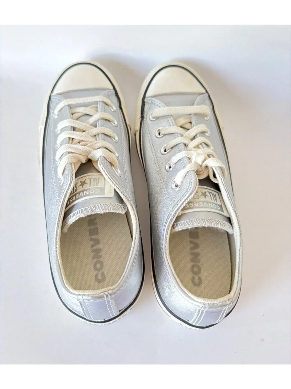 Converse All Star Womens Silver Low-Top Sneakers Size 6 - Picture 5 of 9